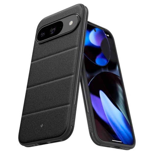 Image of CASEOLOGY by Spigen Athlex Back Cover Case for Google Pixel 9 / Pixel 9 Pro [Sandstone Texture] Pixel 9 / Pixel 9 Pro Case with Military Grade Drop Protection, Side Grip Pattern (TPU, PC|Active Black)