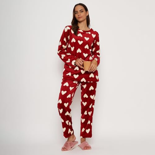 Image of CAMEY Womens Winter Full Sleeve Top and Pajama Pants Regular Fit Night Suit Round Neck Top and Pyjama Set Ladies Night Dress