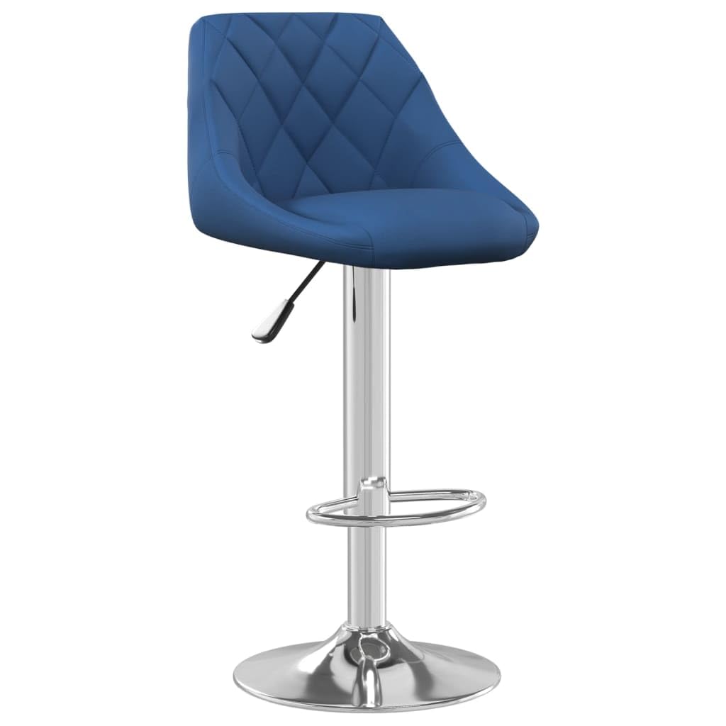 Tabouret de bar en velours bleu pivotant pour soulager le dos au comptoir