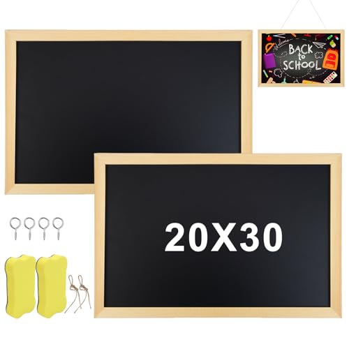 WPPQWP 2 pizarras A4 (con marco de madera) y 2 esponjas, pizarras para escribir pequeñas, pizarras colgantes, pizarras infantiles, para niños, restaurantes, escuelas, fiestas