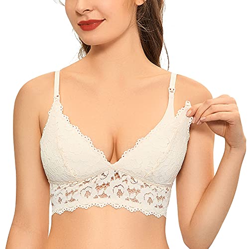 Image of MOMANDA Women's Lace Nursing Bra Wirefree Padded Breastfeeding Maternity Bralette Cute