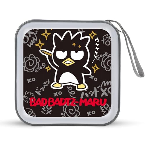 バッドばつ丸 CDケース プラケース DVD収納ケース CD収納ボックス ディスクケース 防水 メディアケース 大容量 40枚収納 小型 持ち運び便利 薄型 ファスナー付 旅行