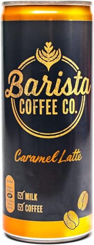 Barista Coffee Co. Medium Roast Caramel Latte Iced Coffee Drink Tin Can , Ready To Drink, 250 ml (Pack of 12)