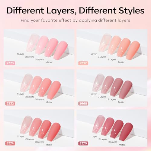 Image of modelones Gel Nail Polish Kit Jelly Nude 6Colors Red Pink Milky White