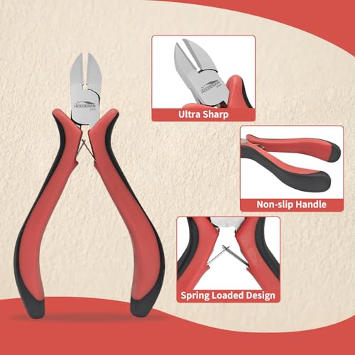 Image of 5-Pack 4 inch Small Wire Cutters, Mini Spring Loaded Flush Cutters