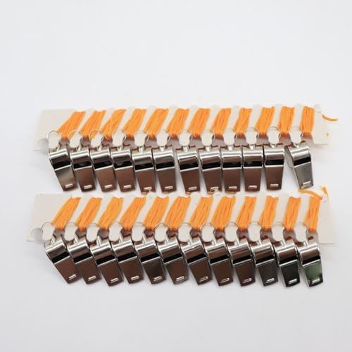 12 silbatos metálicos para árbitros y fans con cuerda miniatura 7