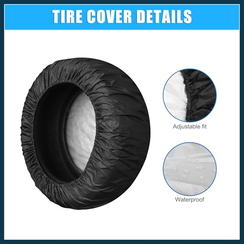 Image of Universal 190T Polyester Spare Tire Cover for Jeep Trailer RV SUV Truck Wheel Suitable for Tires Size 27 inch-28 inch Fit Overall Wheel Diameter 15 Inch Automotive Parts