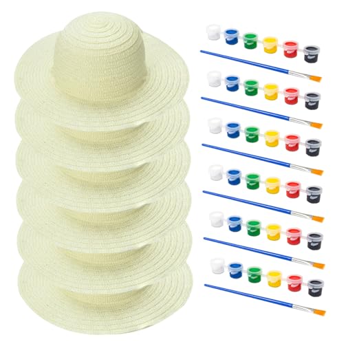 Chapeaux de paille blancs à peindre pour une animation de fête d'enfants réussie
