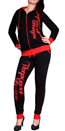 Preisvergleich Produktbild Violento Damen Jogginganzug / ThePower Design 506 (L, Schwarz / Rot)
