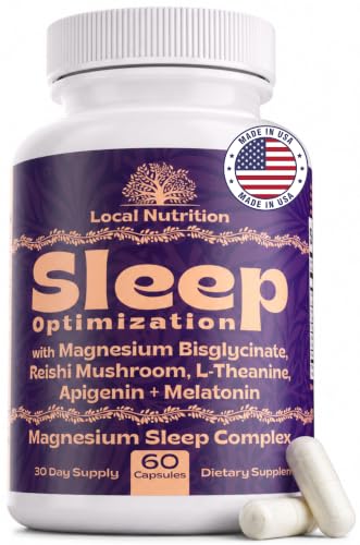 Sleep Supplement with Magnesium, Reishi, L-Theanine, Apigenin and Melatonin | Natural Sleep Aid with Magnesium Bisglycinate 100mg, Reishi Mushroom 350mg, L Theanine 300mg, Apigenin 50mg, Melatonin 3mg