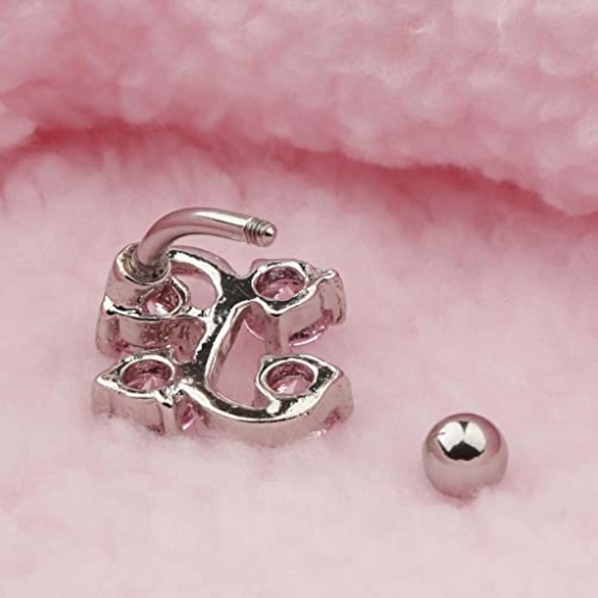 14G Zircon Crystal Belly Button Bar Navel Ring, Body Piercing