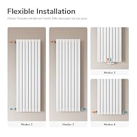EMKE Design Heizkörper Flach, 1800x538 mm Vertikal Flachheizkörper mit Mittelanschluss, Doppellagig Paneelheizkörper Wandheizkörper für Bad, Schlafzimmer & Wohnzimmer, Weiß 1895W – Ansicht 4