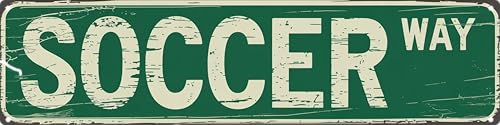 longzizhuer Soccer Way Metal Sign 4x16in Vintage Street Plaque for Game Room Wall Decor Sports Fan Gift