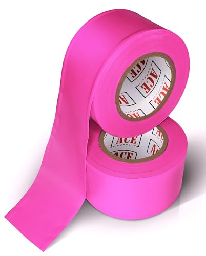 ACE Supply Pink Flagging Tape 2 Pack - Non-Adhesive Pink Survey Tape - 1.5 Inch Width, 150 Ft...