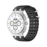 Cinturino sportivo in silicone con connettore in metallo adatto for Samsung Galaxy Watch 8 40mm 44mm 8 Classic 46mm(S-Black,Watch 8 Classic 46mm)