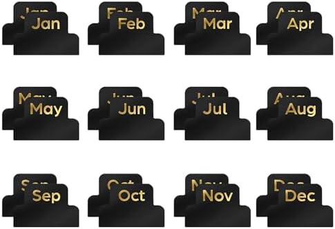 24PCS Month Index Label Stickers Adhesive Labels Planner Stickers Decorations Monthly Calendar Stickers Gum Labels for Planners Monthly Calendar Stickers Black image 5
