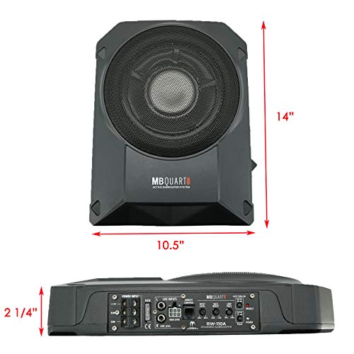 Mb Quart Rw-110A 800W Reference Series 10" Slim Low Profile Compact Under-Seat 4-Ohm Active Powered Subwoofer Enclosure With Built In Amplifier For Car Rv Atv #TOP1