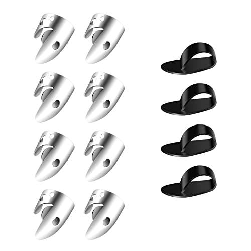 SAVITA Doigts Plectre Réglables, Mediator Guitare Comprenant 8 Pièces Acier Inoxydable Argenté Médiators Picks + 4… - Les Beatles, Paul McCartney, John Lennon, RIngo Starr, George Harrison SAVITA Doigts Plectre Réglables, Mediator Guitare Comprenant 8 Pièces Acier Inoxydable Argenté Médiators Picks + 4…