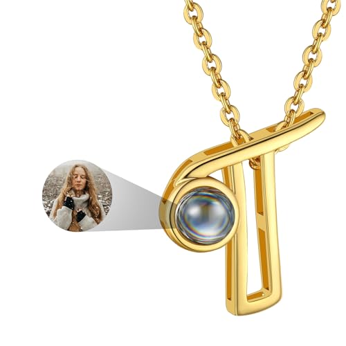 Custom4U Personalized Initial Picture Necklace for Women, Projection Necklace with Picture Inside, Gold/Silver Letter Pendant Necklace, Custom Photo Gifts for Mom Wife Birthday Valentines Go