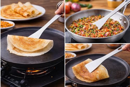 Image of Dynore Premium Stainless Steel Andhra Dosa Palta Turner - Traditional Flat Spatula for Dosa, Uttapam, Roti & Paratha - 31 cm