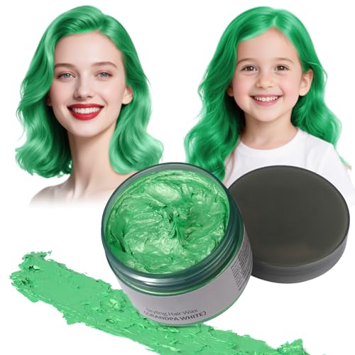 Green Hair Color Wax - Temporary & Washable Hair Styling Mud Gel for Men, Women For Halloween, Cosplay, Party, Crazy Hair Day