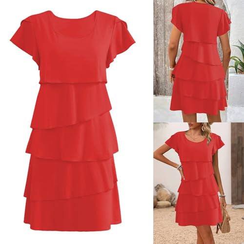 Robe flowys swing multicouche à volants légers et amples