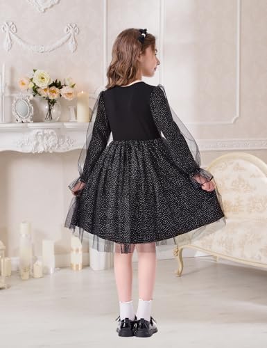 Toddler Girls Tutu Tulle Dress Little Girl Long Sleeves Christmas Sequin Dress3