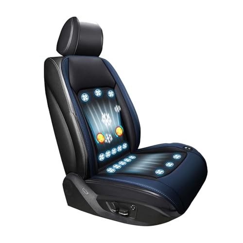 Edeodi Cuscino Rinfrescante per Sedile Auto 12-24V Coprisedili Anteriori Ventilati con Massaggio Vestibilità Universale Protezione per Seggiolino Auto di Raffreddamento 1 Pezzo (16 Ventilatore Blu)
