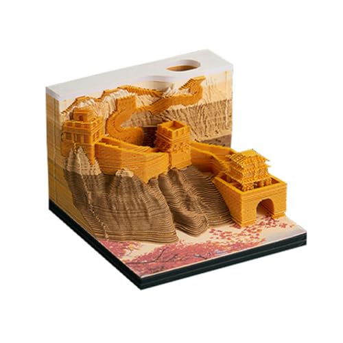 Calendrier papier sculpture 3D Grande Muraille avec blocs lumineux