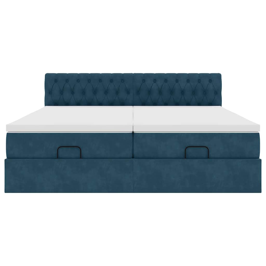 Velluto blu con molle insacchettate contenitore matrimoniale 180x200 cm