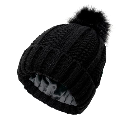Genérico Gorra Tractor Agrícola Pom de punto con sombrero de gorro para mujer caliente mujer sombreros gorra invierno gorro gorras de béisbol gorra hombre invierno cuero, Le Noir, Talla única