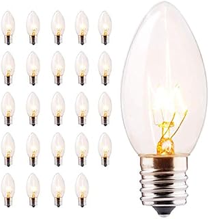 Minetom 25 Pack C9 Clear Replacement Bulbs for Christmas Lights, E17 C9 Intermediate