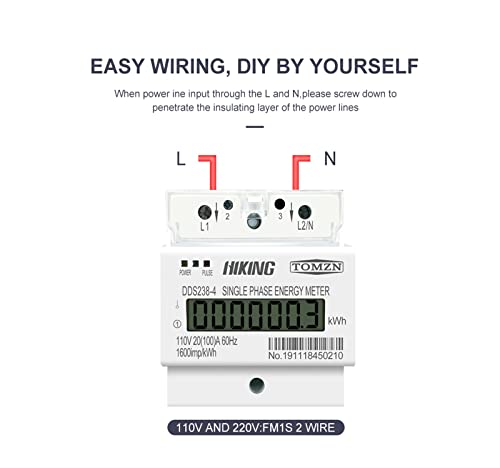 Medidor de energía monofásico 220V 60Hz de carril DIN y 100A para monitorizar vatios-hora y kWh 7