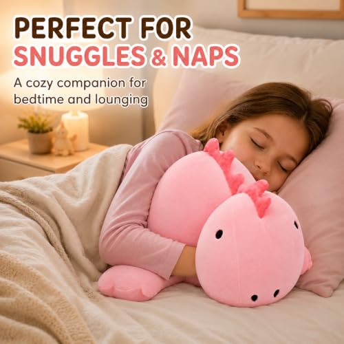 Image of JDF 26 inch 5 lbs Weighted Dino Stuffed Toys, Weighted Dinosaur Stuffed Animals Plush Toy, Cute Animals Plushie Dolls Pillow Gifts, Adorable Stuffed Animal Adults & Kids Plushie Pillow Decor (Pink)