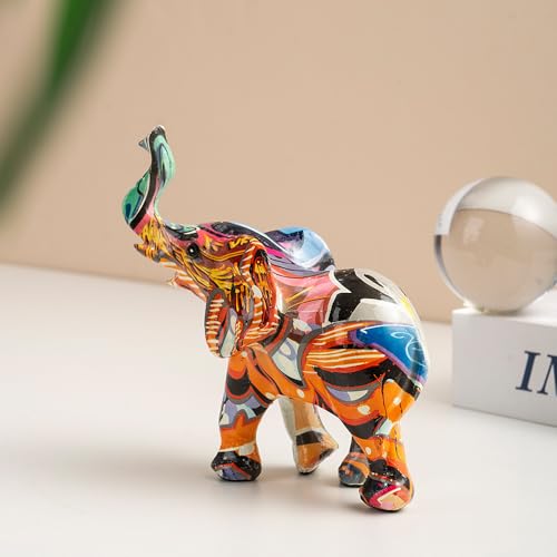 Figurine d'éléphant graffiti coloré statue design multicolore - 4