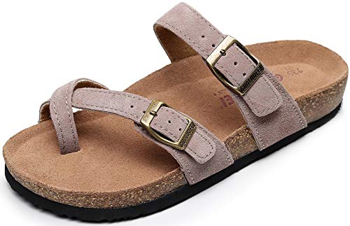 Women's Cork Footbed Slide Sandals With Arch Support,Comfortable Summer Beach Sandals For Women Girls Ladies