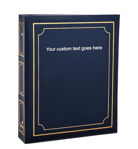 Arpan Deluxe Personalised Text Self-Adhesive Ring Binder Photo Album, 40 Sheets/80 Sides, Black, Burgundy, Blue (Blue)
