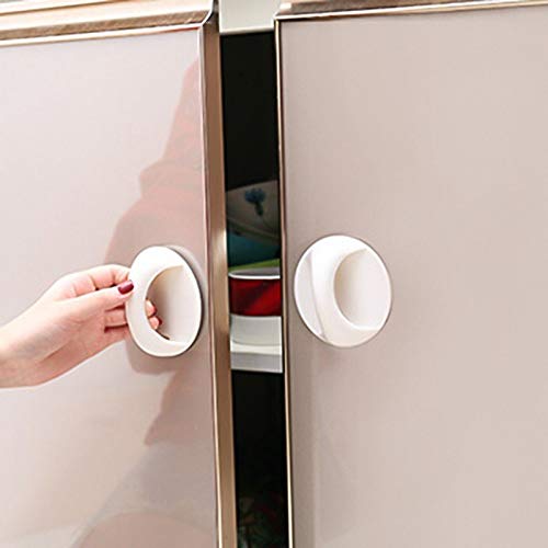 Krupasadhya Self Adhesive Peel and Stick Plastic Handles Pull knob for Sliding Door, Drawer, Window, Commode and Cupboard Cabinet, Pack of 4, Finish Type - Brushed 4
