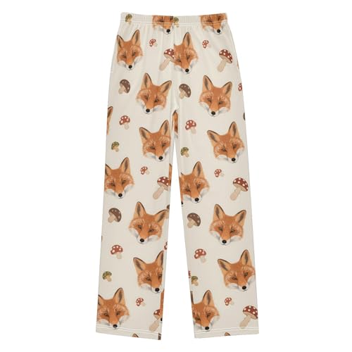Fox Mushroom Pajama Lounge Pants Elastic Waist Sleep PJ Bottoms with Pockets