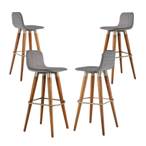 Kit 4 Banquetas Linea Altas para Bancada balcão de cozinha Champanhe tecido Cinza