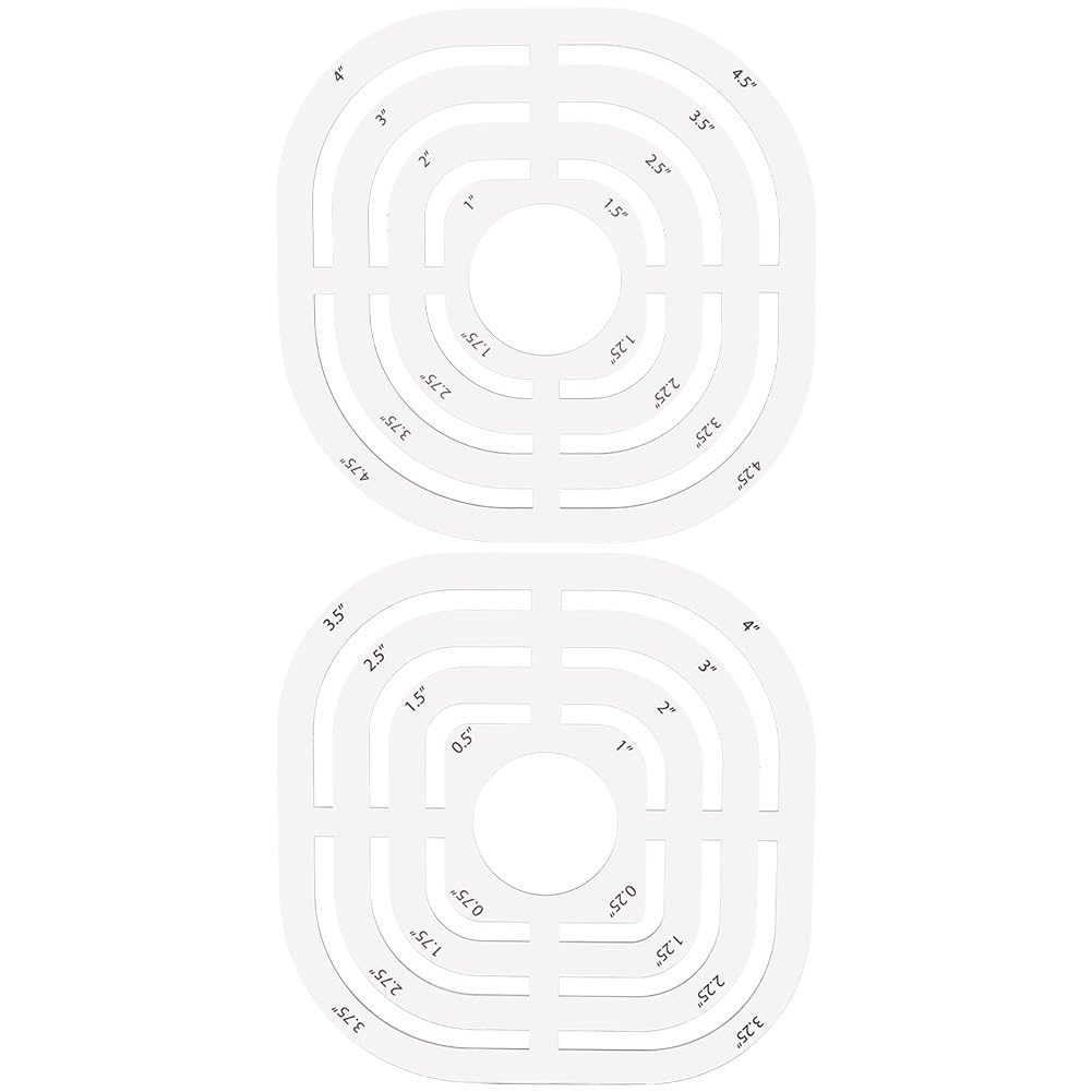 INFUNLY 2 Sizes Curved Corner Template 0.25~4.75" Acrylic Arch Templates Clear Rounded Corner Sewing Tool Curved Corner Cutter Quilting Ruler for Patchwork Sewing DIY Craft 3 MM Thick