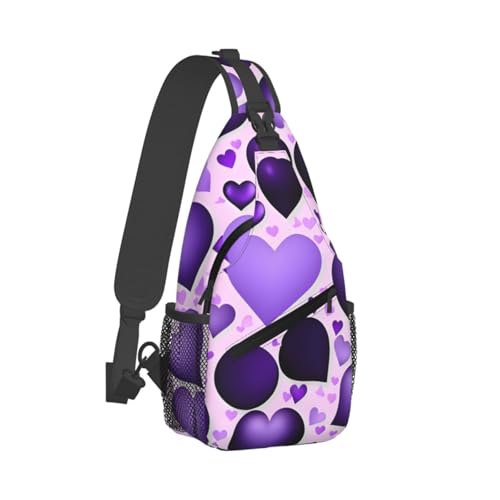 Mochila cruzada ligera con estampado de corazón negro miniatura 2