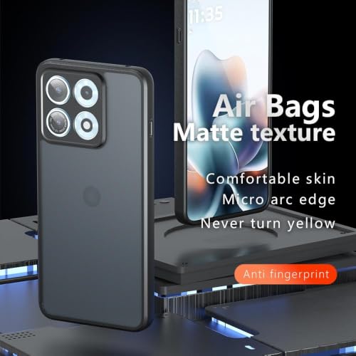 Image of Matte Frosted Back Cover Case for Motorola Moto Edge 70 Max 5G, Anti-Drop Airbags, 2.4m Drop Protection, Anti-Fingerprint, Never Turns Yellow, Micro Arc Edge, Black
