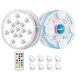 [Dekoratives LED Licht für mehrere Orte]: Einfache Installation mit stark eingebautem Magneten und 4 Silikon-Saugnäpfen, die Multifarbigen Pool Beleuchtungen Unterwasser eignen sich sowohl für nasse als auch für trockene Orte. Das Poollicht kann als Innen-/Außenbeleuchtung, Dekolicht oder Nachtlicht verwendet werden. Perfekte für Garten, Pool, Whirlpool, Badewanne, Teich, Brunnen, Wasserfall, Aquarium, Vase, Hochzeit, Party usw.