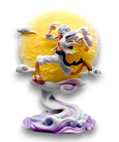 Image of Monkey D. Luffy Action Figure with LED Light | One Piece Anime Collectible PVC Statue | Luffy Gear 5 Figurine with Glowing Sun Base |