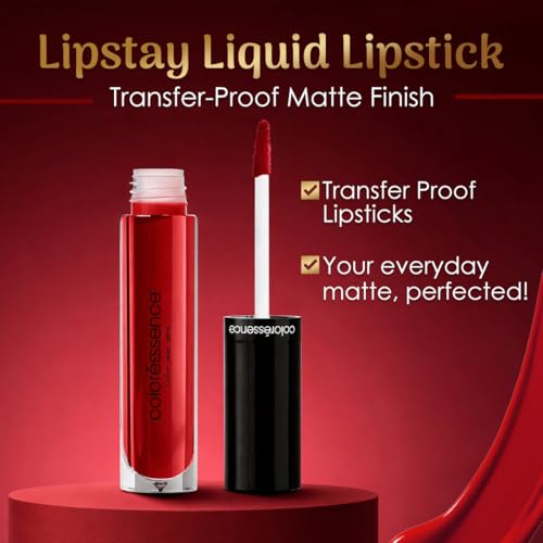 Image of Coloressence Festive Combo Combo Liquid Transfer Proof Lipstick Set of 3 x 4ml | Long Lasting | Matte Finish | Fadeproof | Highly Pigmented (Shades - Red Sangria, Pink Flame, Mulberry Silk)