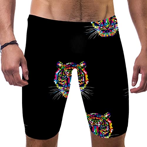 Short de bain homme motif tête de tigre noir et multicolore en taille M