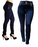 Jack David Womens Plus Size High Waisted Black/Blue Stretchy Skinny Denim Jeans Pants