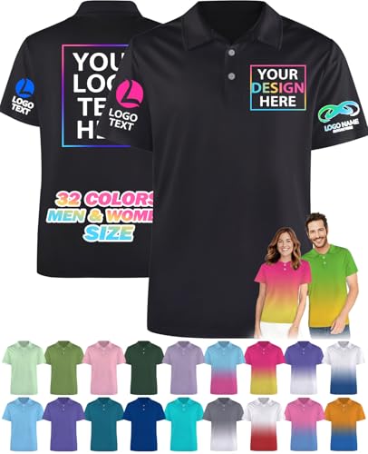 Polo personalizado para hombre y mujer, manga corta, diseño de su texto, logotipo, foto, nombre en la parte delantera y trasera, Color liso., L