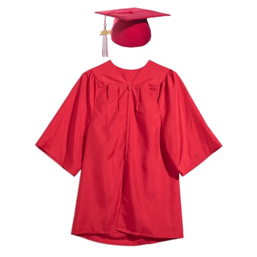 Happy Graduates Preschool and Kindergarten - Gorro y Vestido con Borla y 2020 Encanto – Satinado - Rojo - Small